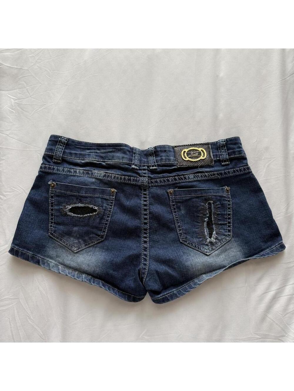 Y2K Jeili Distressed Denim Micro Shorts